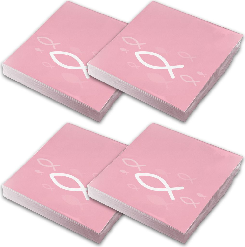 itenga Servietten Fisch ROSA Weiß 30 x 30 cm 3-lagig 80 Stück