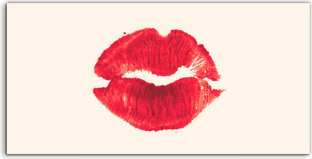 Coloray Acrylbild 140x70 Wandbild Acrylbilder Foto Lippenstift Kuss Aquarellfarbe