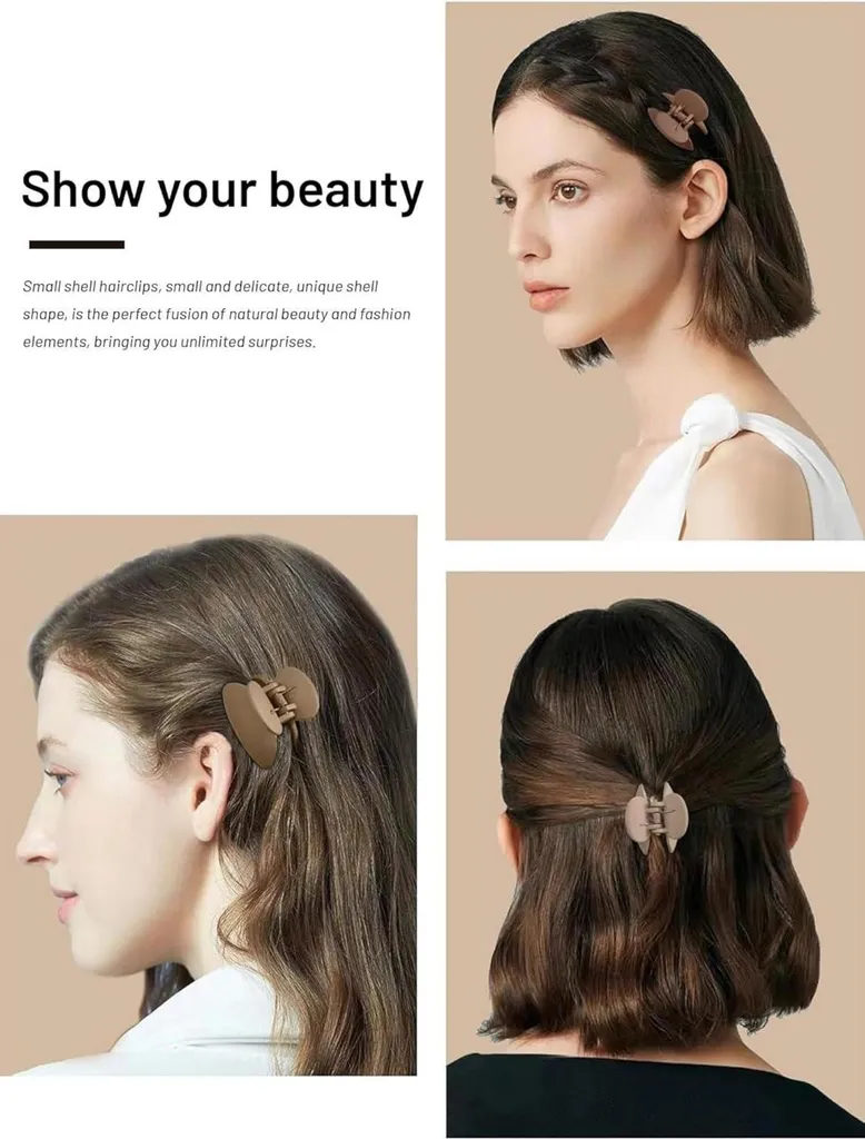 Kavya Ensemble de 12 Pinces à Cheveux Marron Mat Small Clips Femmes - 3