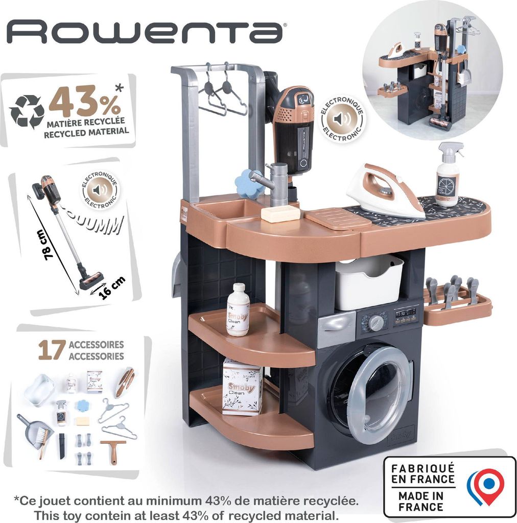 Smoby - Rowenta Haushalts-Set Waschküche - Spielwäscheraum Produktbild 