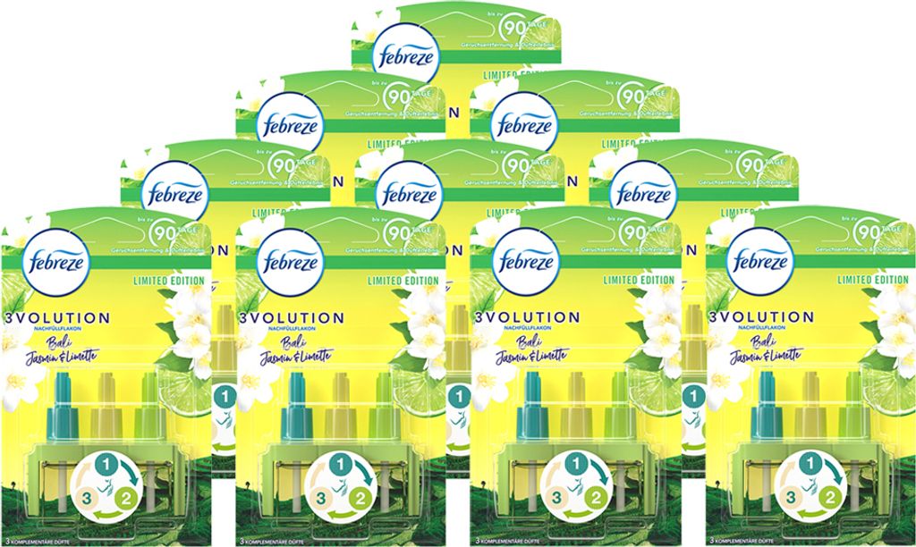 10x Febreze 3Volution Nachfüllflakon für Duftstecker, Bali Produktbild 