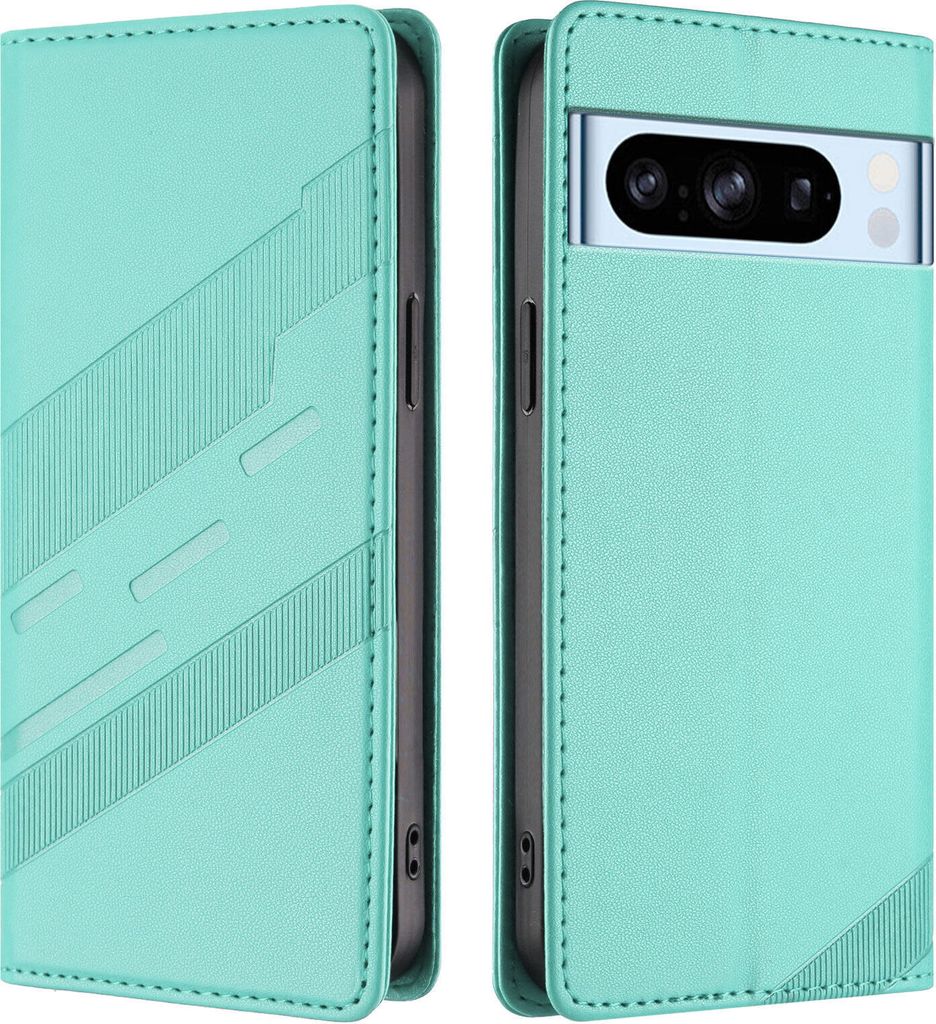 Hülle für Google Pixel 8 Pro, Kunstleder Brieftaschen Handyhülle mit Kartenfach und Standfunktion Türkis