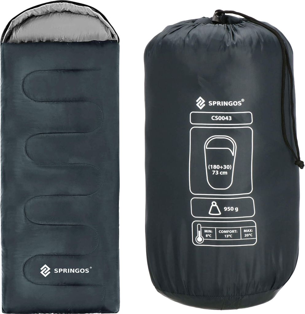 Schlafsack 73 x 210 cm inkl. Packbeutel Mumie Outdoor Schlafsack für Wandern Picknick Camping Festival Bettdecke mit Kapuze
