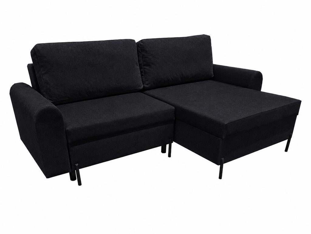 Ecksofa Porto mit Bettkasten, Schwarz Kronos 07