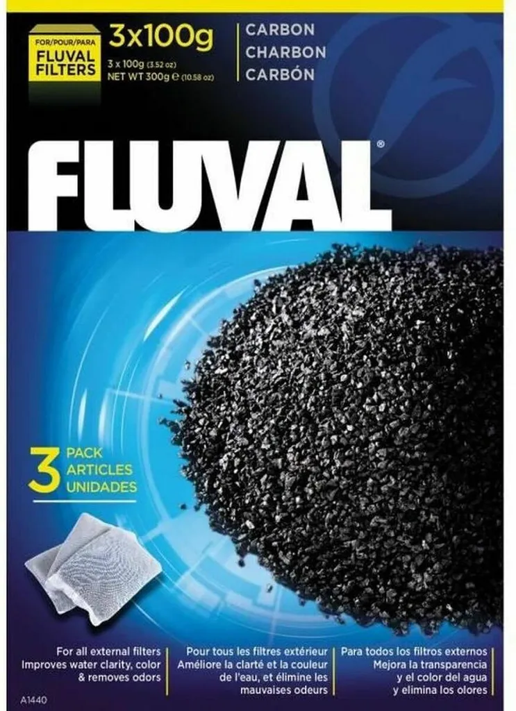 Charbon Fluval Verseau 3x100g : Solution Anti-Eau Jaune et Résidus Chimiques