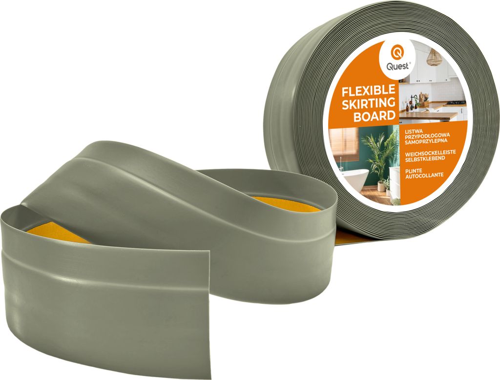 Sockelleiste Selbstklebend 50x20 mm Kunststoff, Knickleiste für Wand Boden, Flexibel Dekorativ UV-beständig, olive, 5 m | QUEST