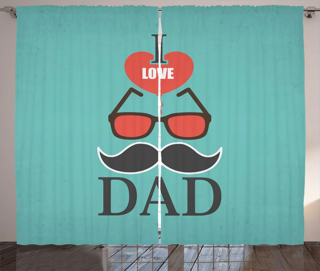 Rideau à ruban froncé pour chambre motif I Love Dad 280x225 cm Taupe