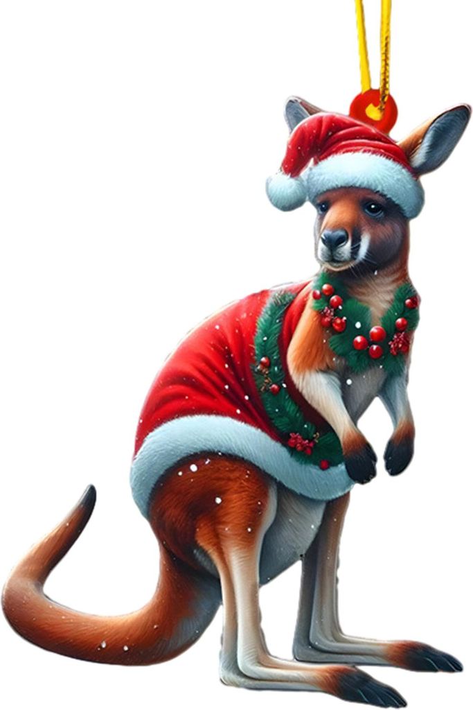 Weihnachtsbaumschmuck aus Acryl, Cartoon-Tier-Anhänger für den Rückspiegel, 2D-flacher Anhänger mit Katze/Hund/Bär/Kaninchen für den Weihnach...