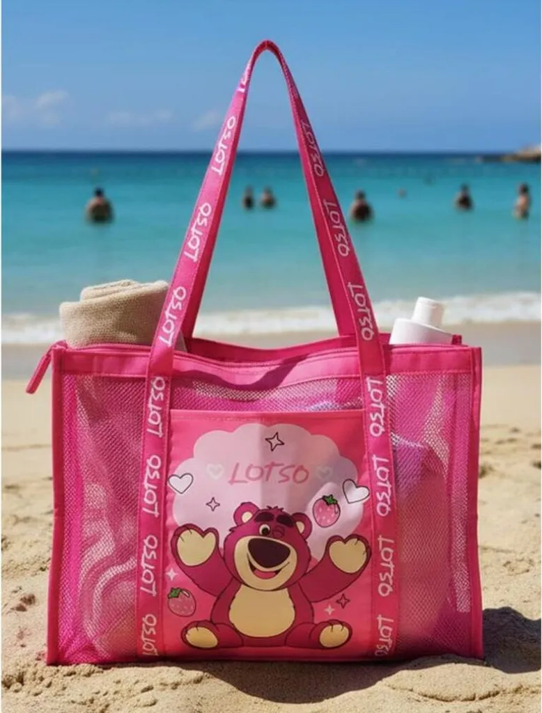 Borsa da spiaggia Disney Pixar Toy Story Lotso in tessuto a rete