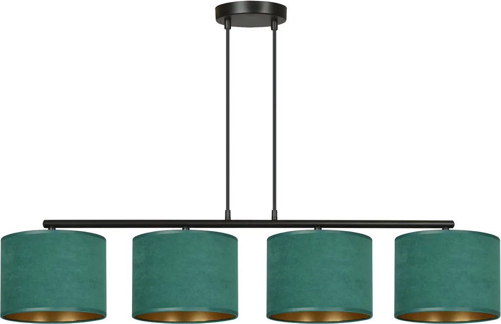 Plafonnier Lustre à 4 Lumières HILDE Vert et Noir pour Salon Chic