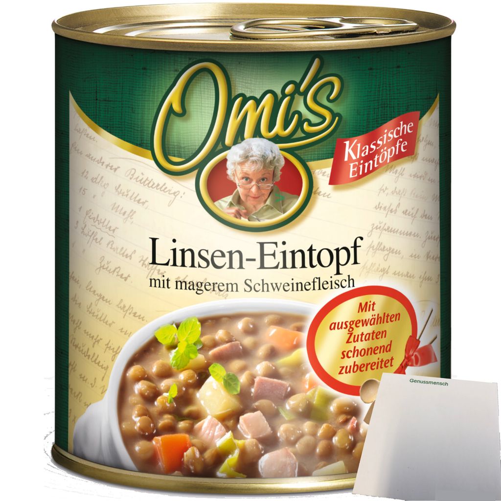 Omi ́s Linsen Eintopf mit magerem Schweinefleisch (800g Dose) + usy Block