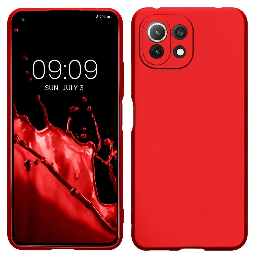 kwmobile Handyhülle für Xiaomi 11 Lite (5G) NE / Mi 11 Lite (5G) Hülle - Silikon Case metallisch schimmernd - Schutzhülle Cover - Metallic Dunk...