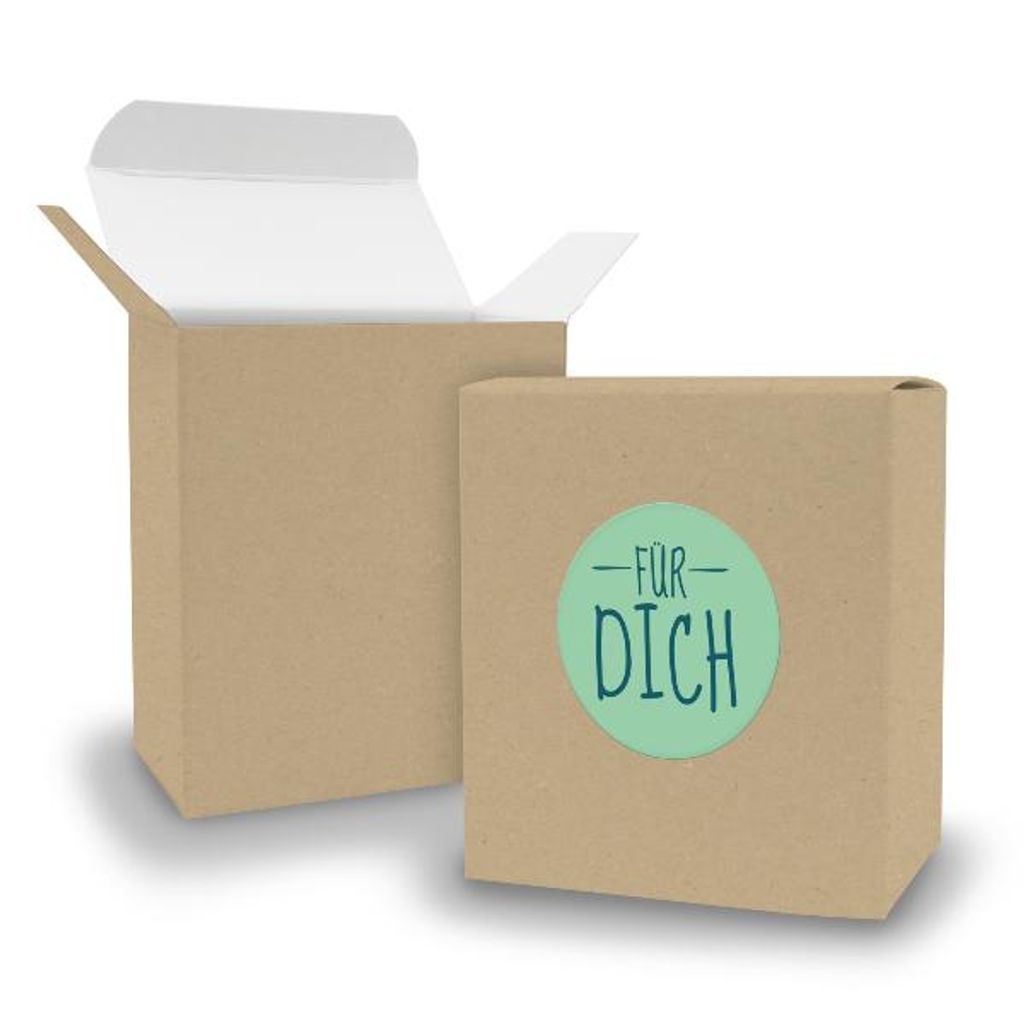 SET FÜR DICH (Motiv9) 24x Faltschachtel Quader BRAUN + Sticker