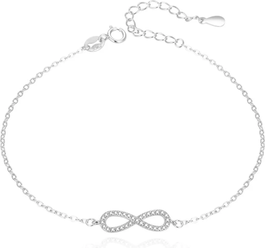 Bracelet chaîne argenté avec pendentif infini, bijou tendance femme