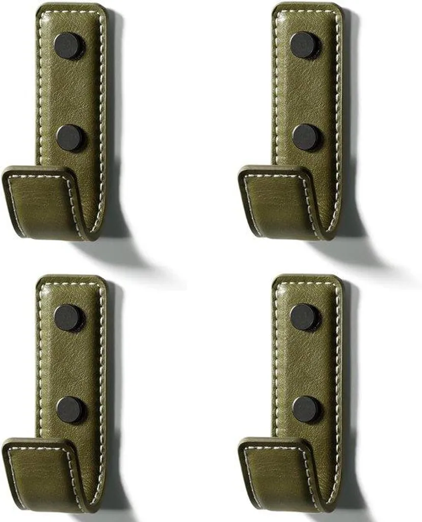 Crochets muraux cuir vert Lederer design haut de gamme pack de 4 pcs