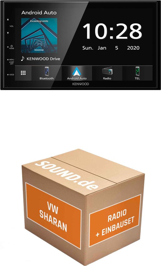 Autoradio Einbaupaket Kenwood DMX5020BTS passend für VW Sharan II + LFB + Rückfahrkamera Linien statisch | Apple CarPlay Android Auto