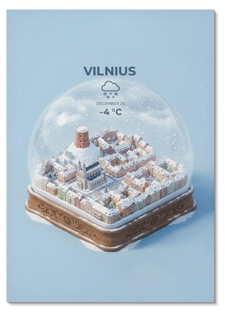 POSTER - 29x42 cm (A3) - Kauro - Miniaturstadt in einer Kugel, winterliche Atmosphäre, Magie - Wandbild für Wohnzimmer Schlafzimmer & Flur, Moder...