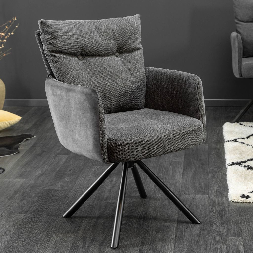 riess-ambiente Drehbarer Stuhl BIG GEORGE anthrazit Samt Produktbild 1