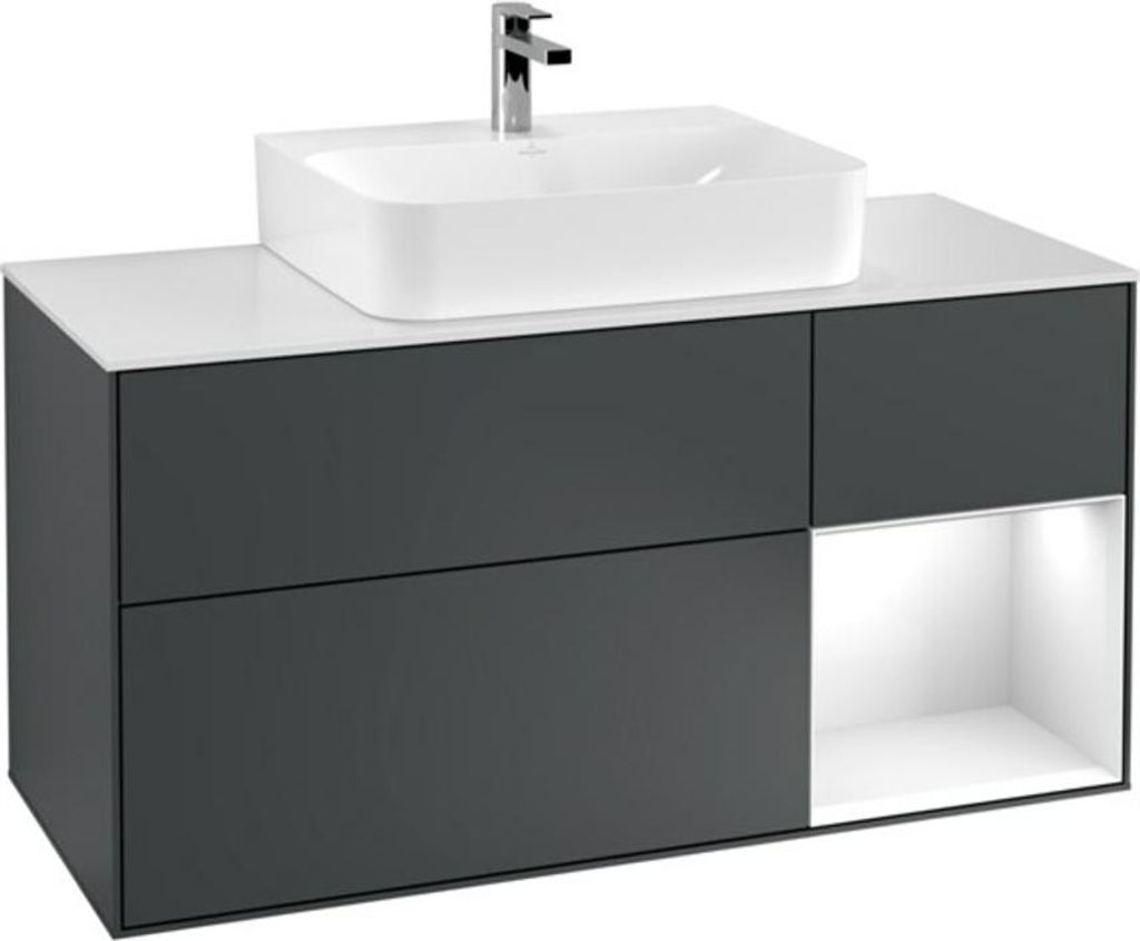 V&B Waschtischunterschrank Finion 120cm, Pl w m, Rg r g w La, md bl. m Lac