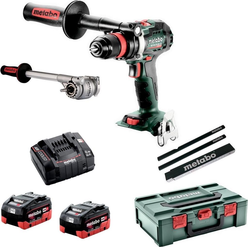Metabo Akku-Bohrschr BS 18 LTX BL Q I+PowerX3+2x5,5Ah+ASC145 + Meterstab