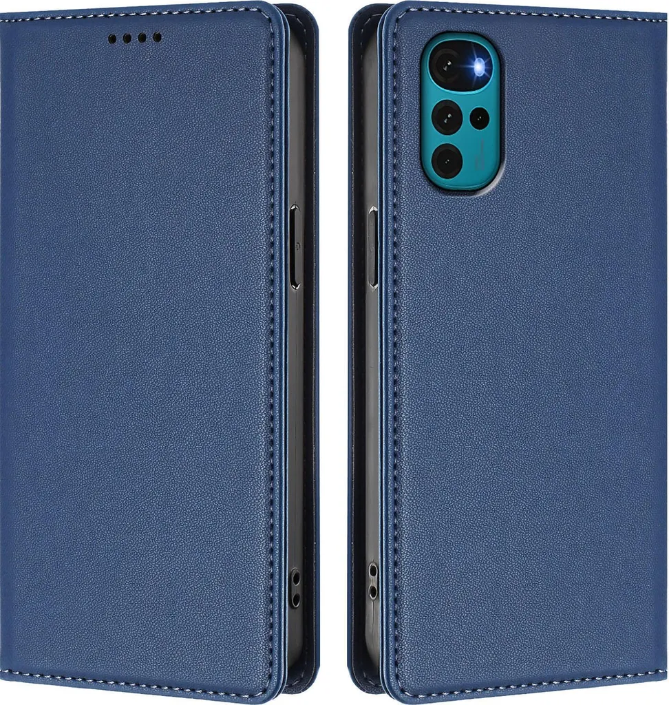 Custodia in pelle per Motorola Moto G22 / Moto E22s, custodia flip magnetica in Finto cuoio con supporto Blu scuro