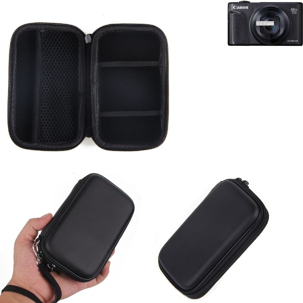 Kamera Tasche Hard Case Hardcase Schutz Hülle für Kompaktkamera kompatibel mit Canon PowerShot SX740 HS mit Platz für Zubehör K-S-Trade