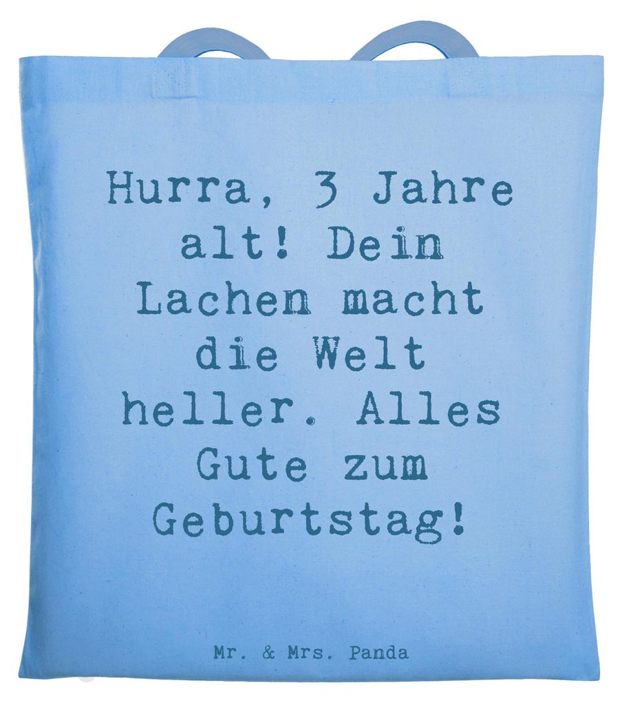 Mr. & Mrs. Panda Shopping Tasche Spruch 3. Geburtstag Jubel - Sky Blue - Geschenk, Geburtstagsfeier, Tote Bag, Happy Birthday, Stoffbeutel, Glückw...