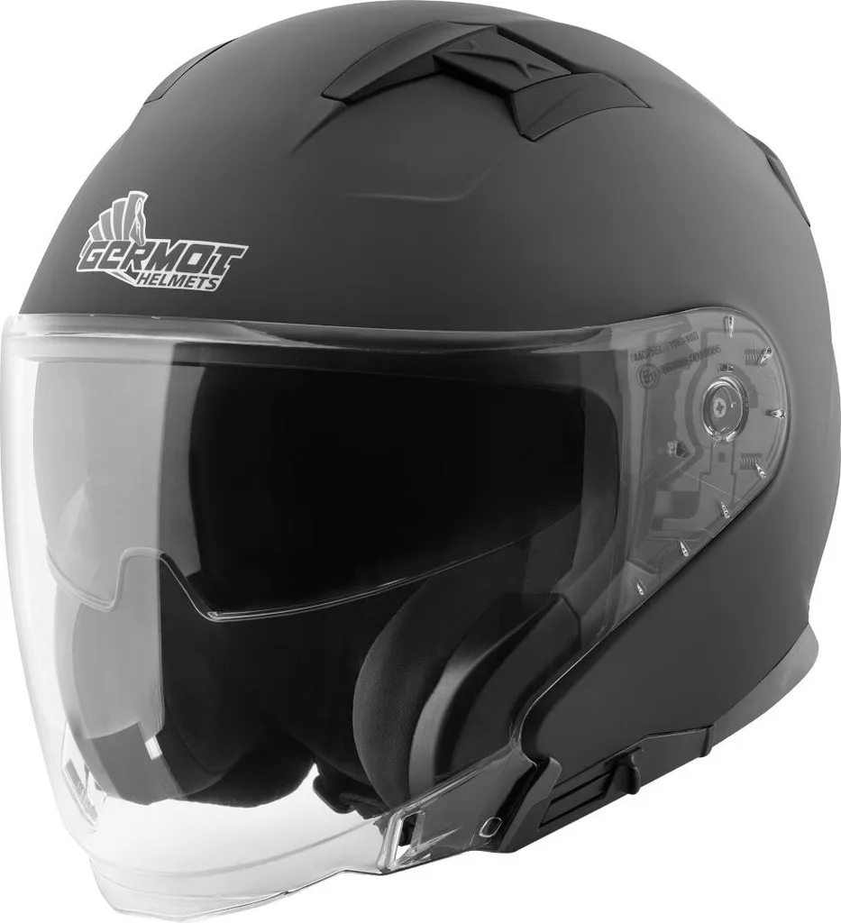 Germot GM 670 Casque Jet Noir Mat Taille S 55-56 pour Moto et Scooter
