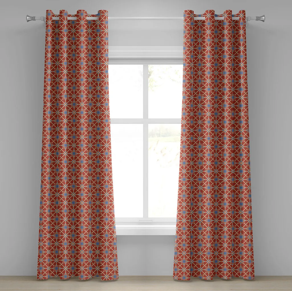 Rideau à œillets asiatique ABAKUHAUS lavande 280 x 175 cm motifs carrés