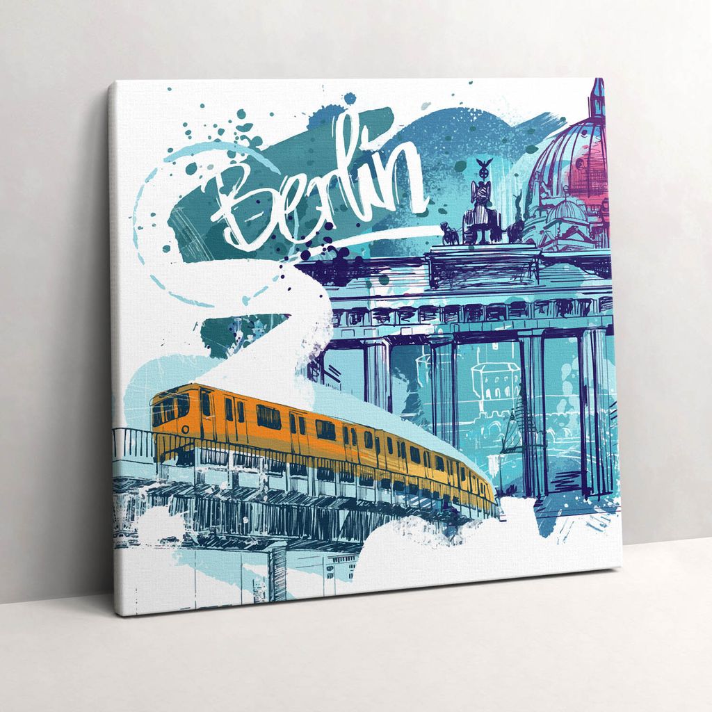 Travel around Berlin – Leinwandbild Wandbild – 60x60 cm – Leinwandbilder – Wandbilder – Schlafzimmer – Flur