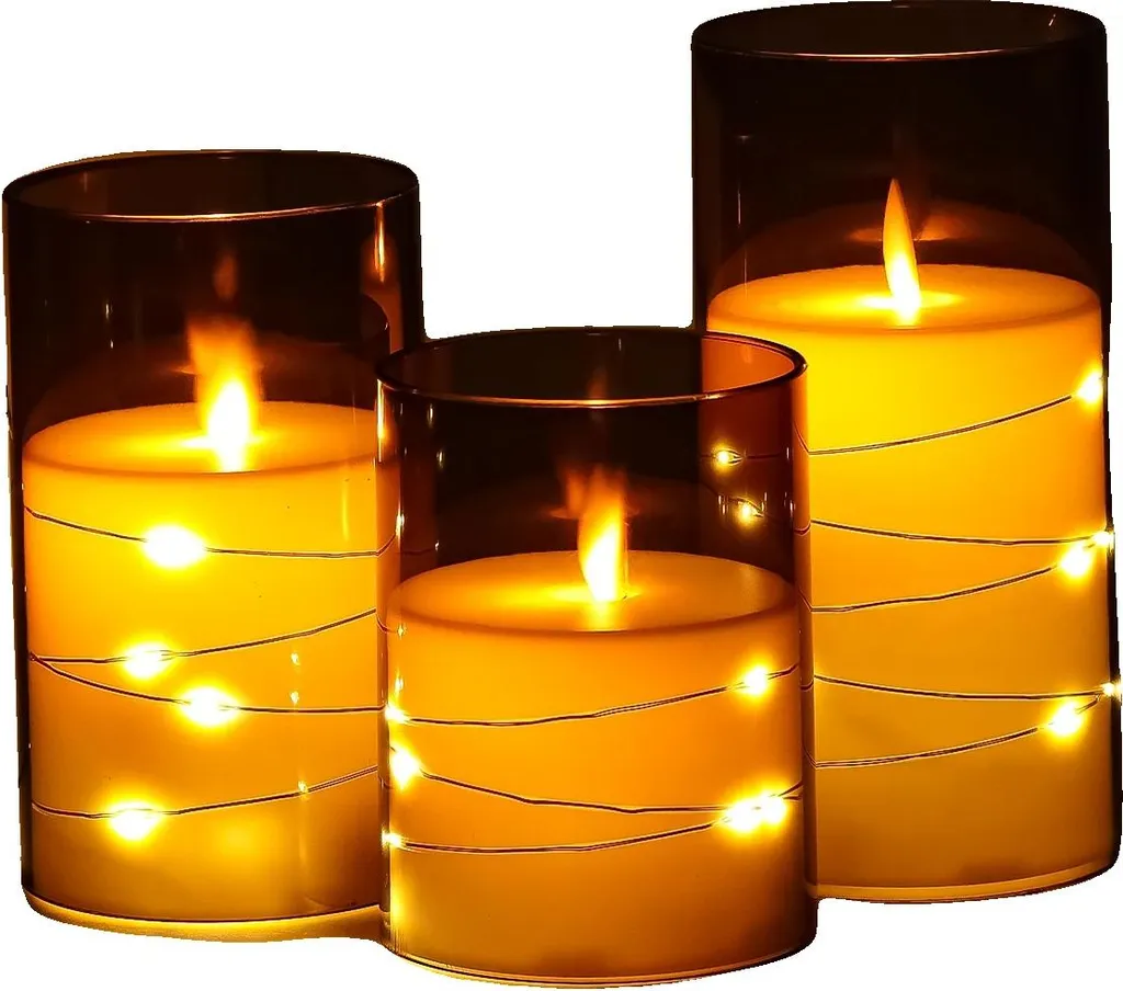 Candele LED Grigio Scuro per Eventi: Set Professionale con Timer