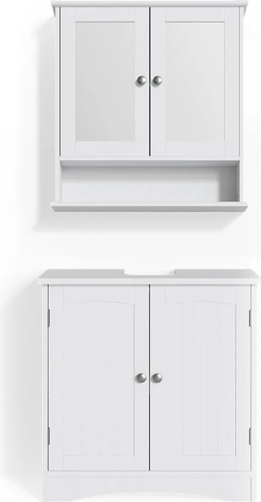 Rangement Salle de Bain Vicco Bianco Blanc Idéal Petits Espaces 2 Pcs