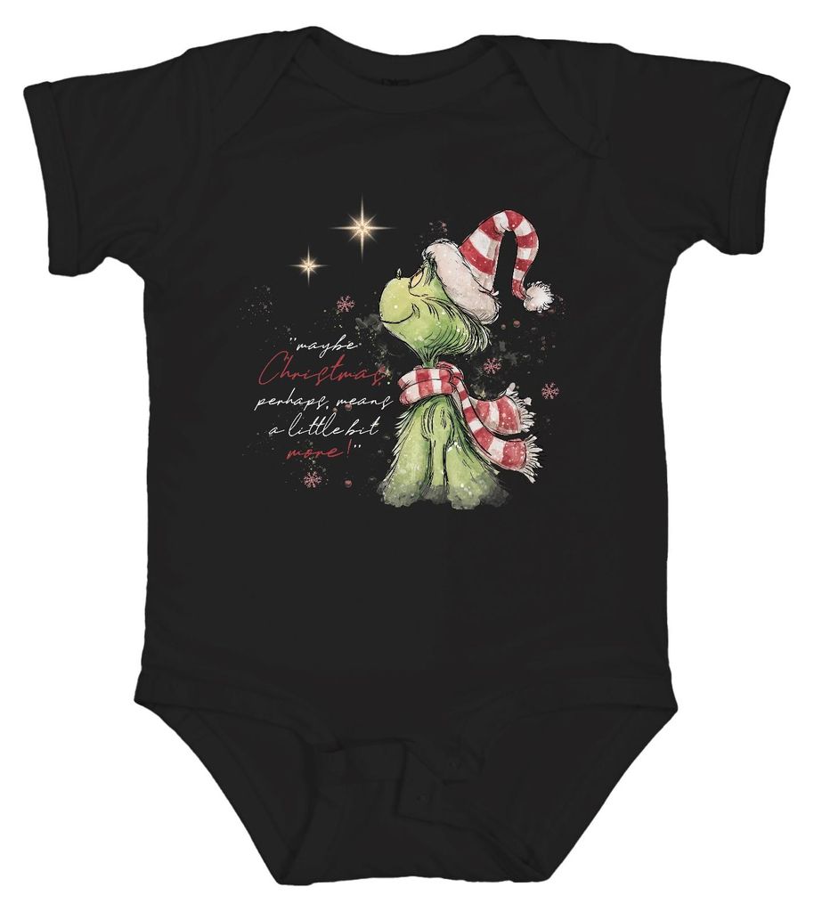 Grinch maybe Christmas means more Weihnachten Geschenk lustig Unisex Baby Body, Schwarz, 3/6