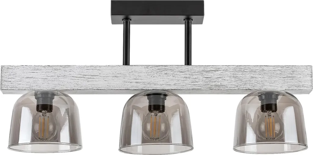 Plafoniera Moderna Rabalux Cardamomo 3119 Vetro Fumé e Legno