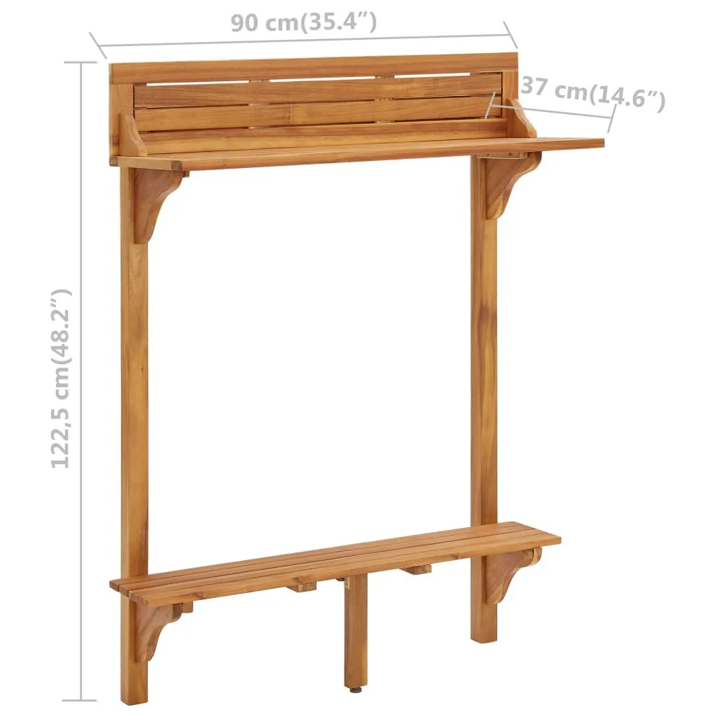Tavolo Bar Balcone Legno Acacia 90x37 cm - Il Top per il Tuo Aperitivo - 8