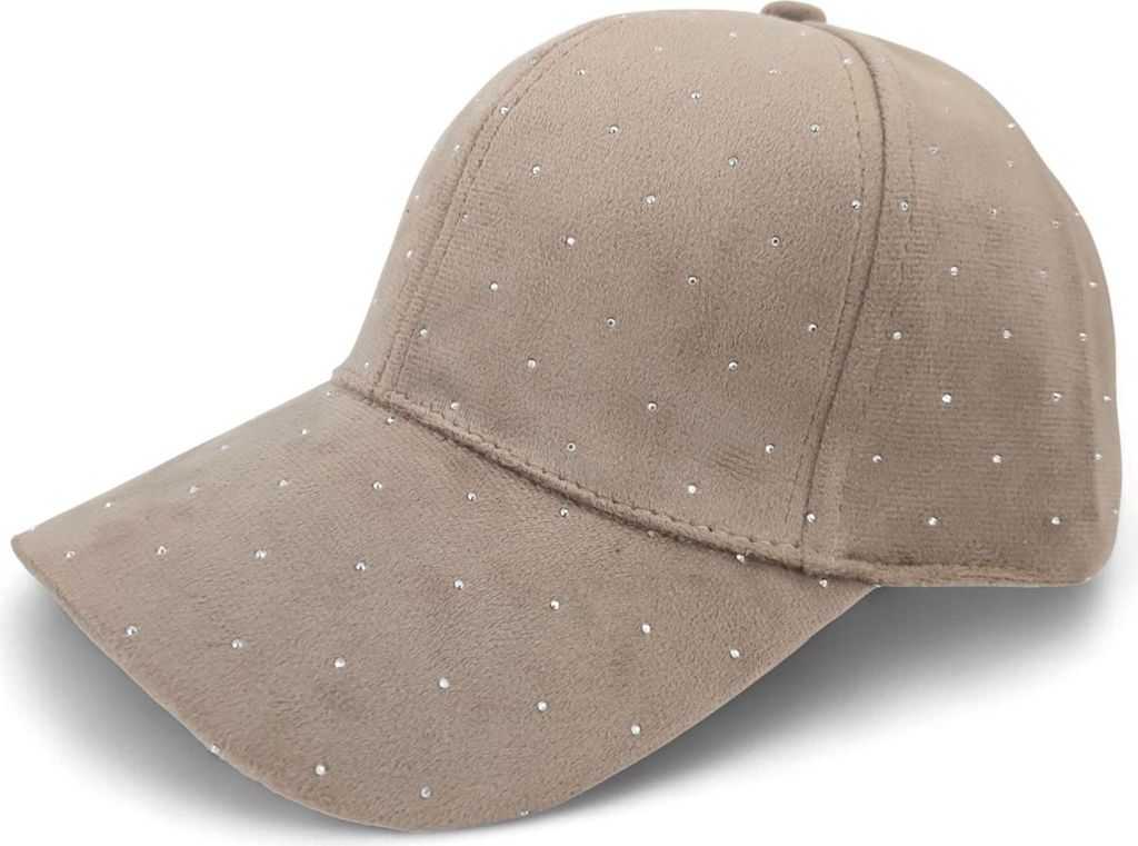 styleBREAKER Damen Baseball Cap mit Strass Nieten | 6-Panel Samt Basecap mit gebogenem Schirm | Verstellbare Einfarbige Kappe mit Klettverschluss 5...