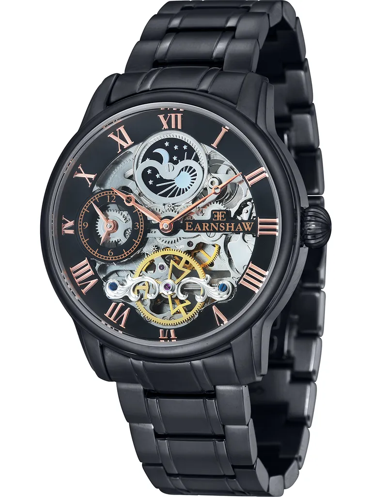 Montre squelette homme automatique Earnshaw en acier inoxydable