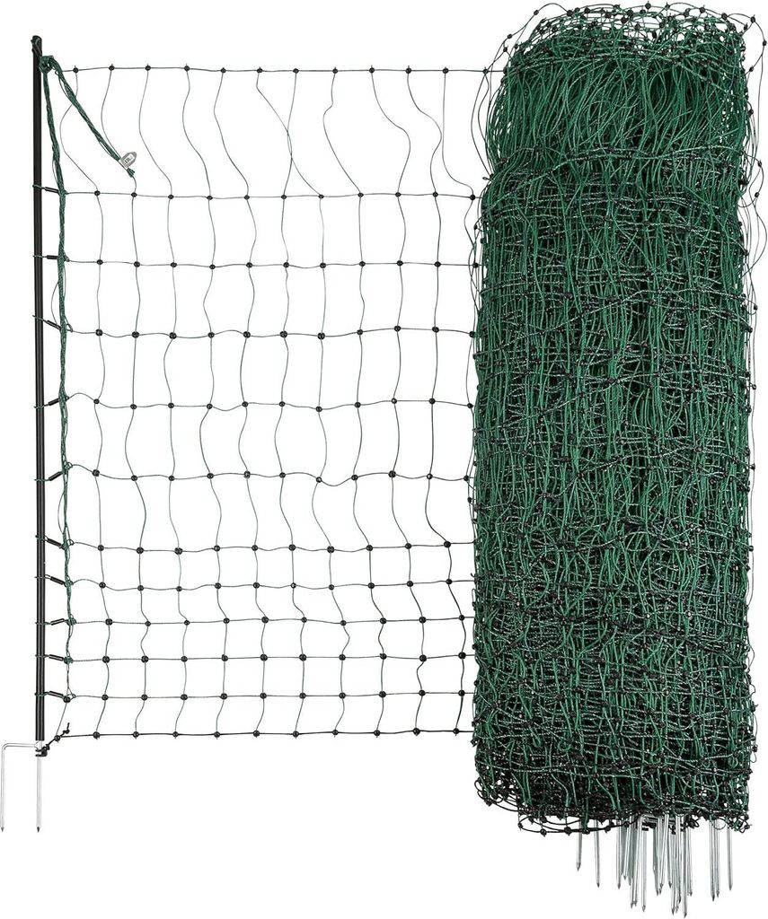 Kerbl Geflügelnetz (E-fähig, 50m x 106cm, 15 Pfähle, Produktbild 