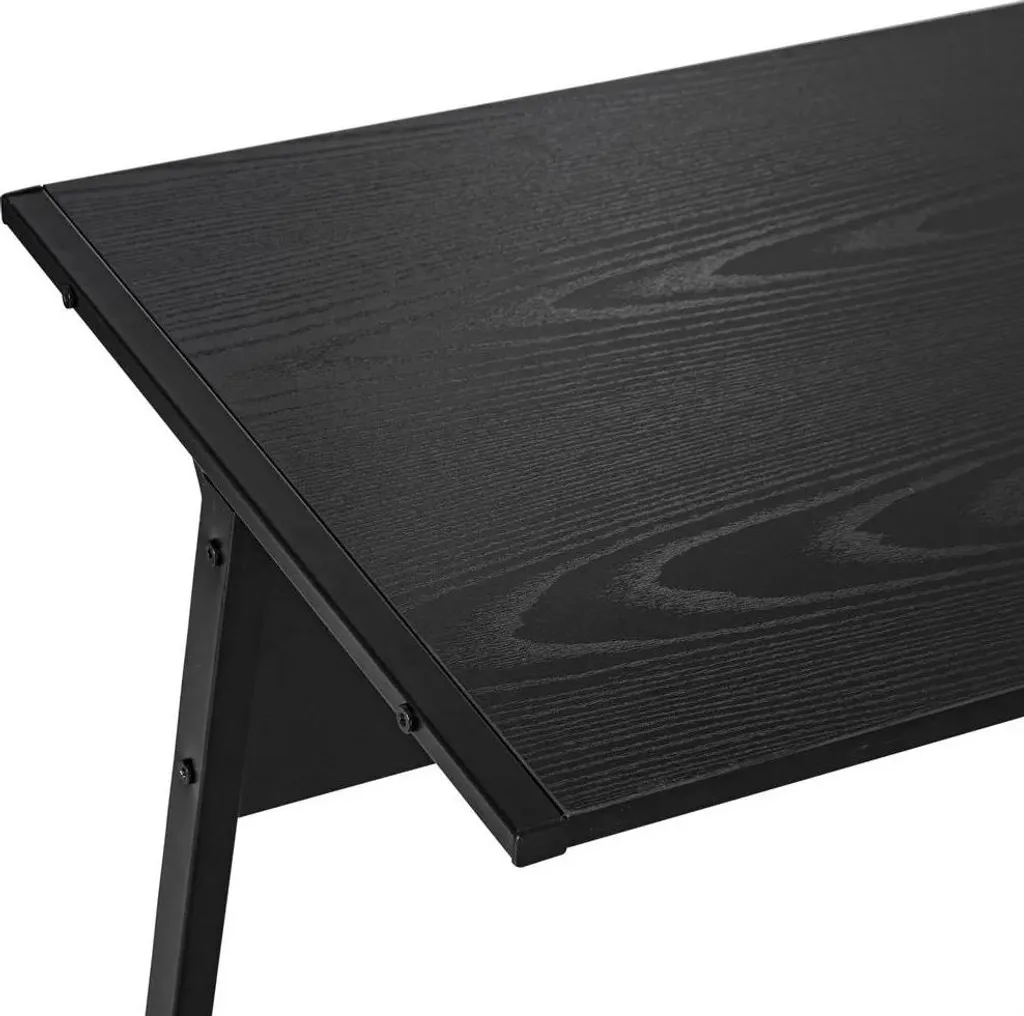 Bureau en L noir avec large plateau 152 cm - Structure robuste et stable