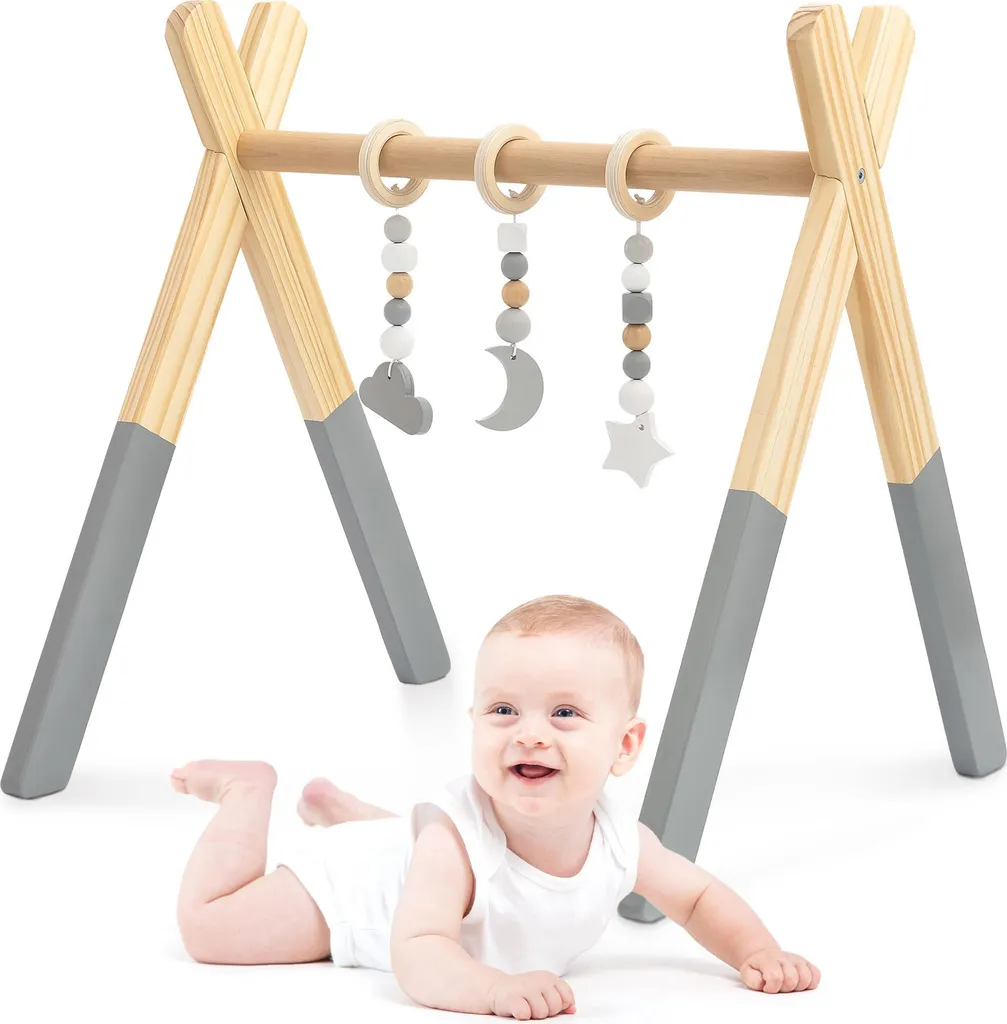 Baby Gym bois gris Montessori : fini l'ennui avec cet éveil sûr et stable