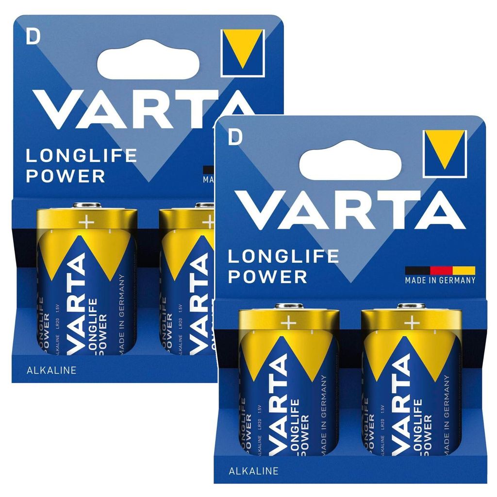 4 batterie R-20 (R20 D) da 1,5 V alcaline Longlife Power Immagine del prodotto 