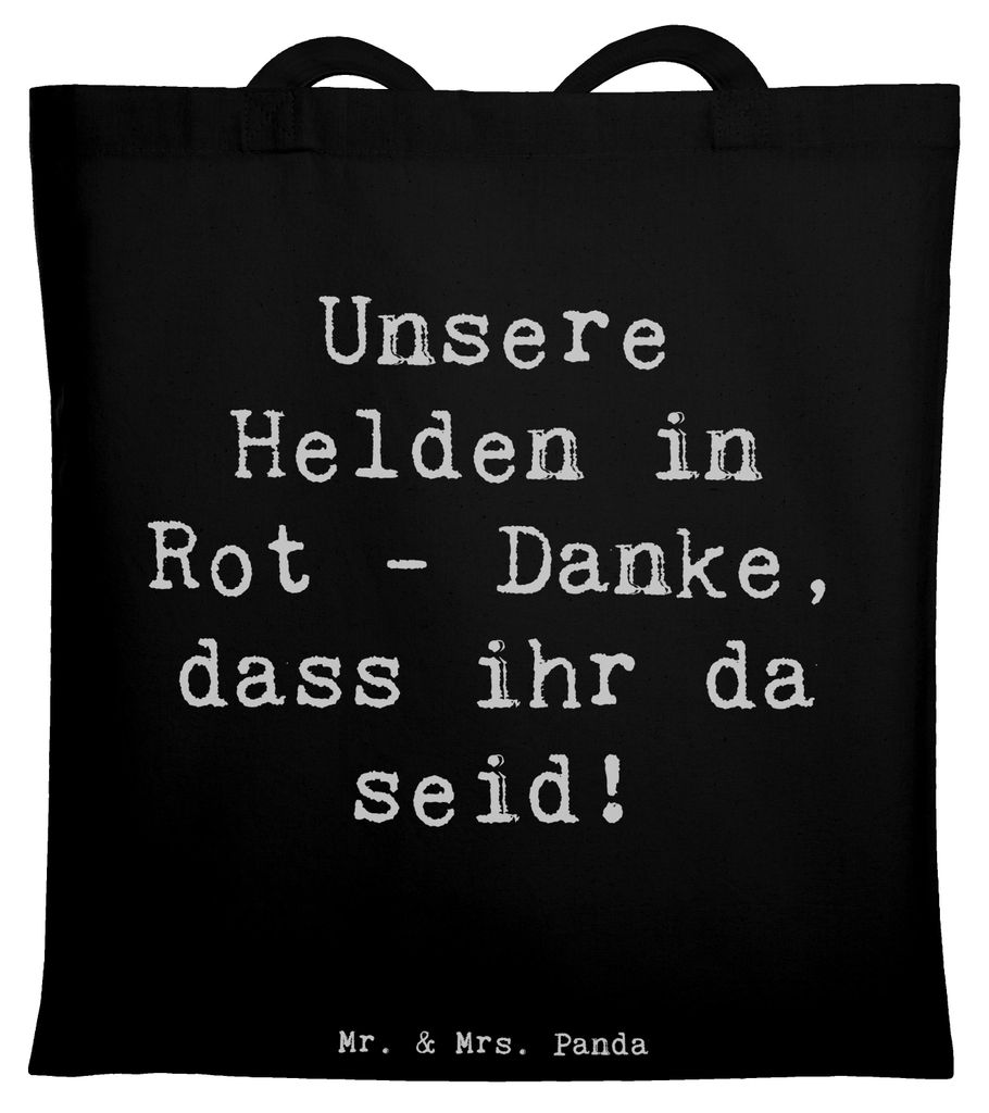 Mr. & Mrs. Panda Tote Bag Spruch Feuerwehrmann Helden - Schwarz - Geschenk, Bedanken, Danke sagen, Aufmerksamkeit, Wertschätzung, Shopping Tasche,...