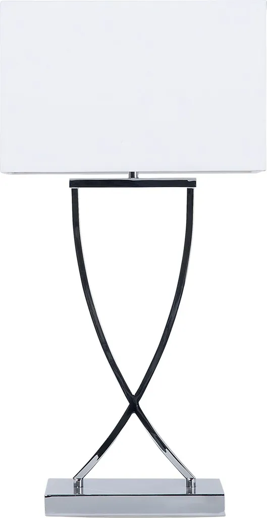 Beliani Lampe de table argentée avec pied métallique et abat-jour blanc