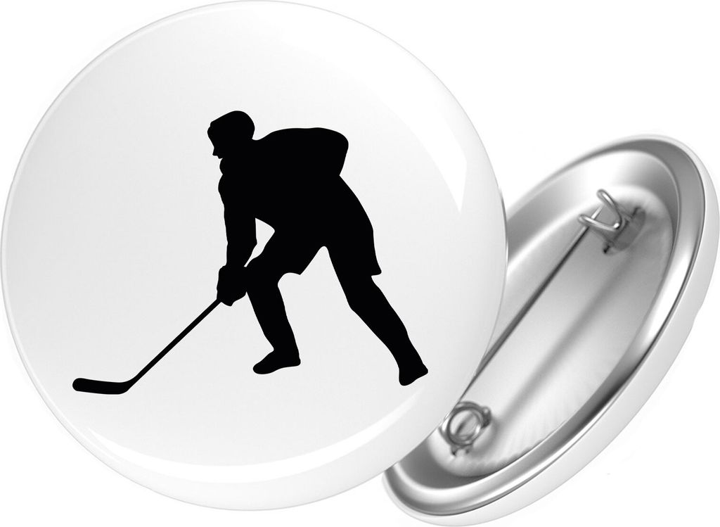 Huuraa Button Eishockey Silhouette 25mm rund mit Sicherheitsnadel Ansteckbutton Geschenkidee