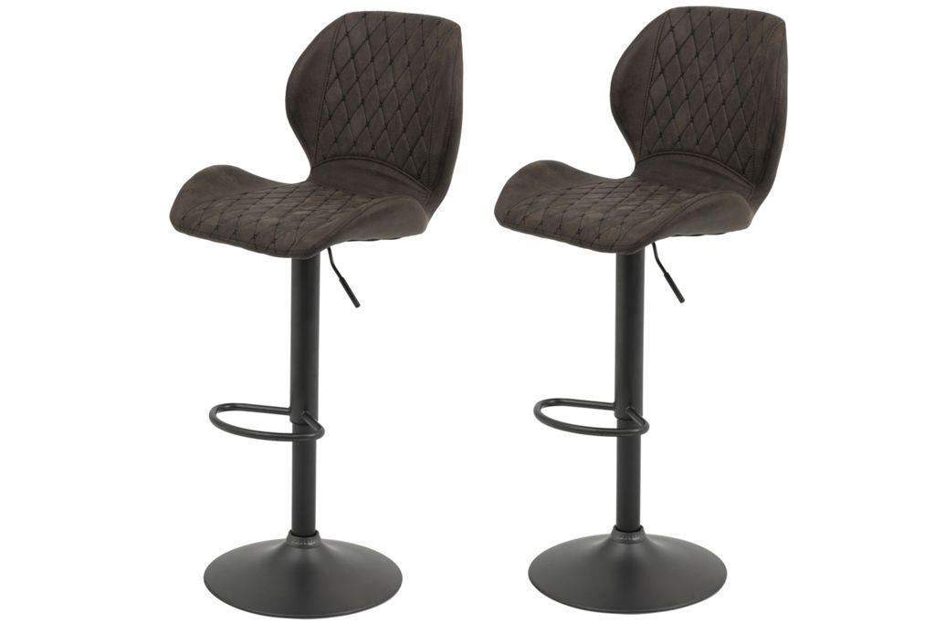 2er Set Barhocker Sonja - Mikrofaser Braun m.Rautensteppung Produktbild