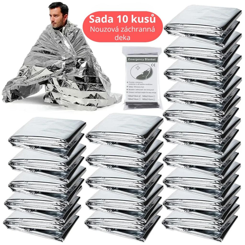 10-dielna sada záchranných prikrývok 130 × 210 cm – Termo Obrázek produktu 