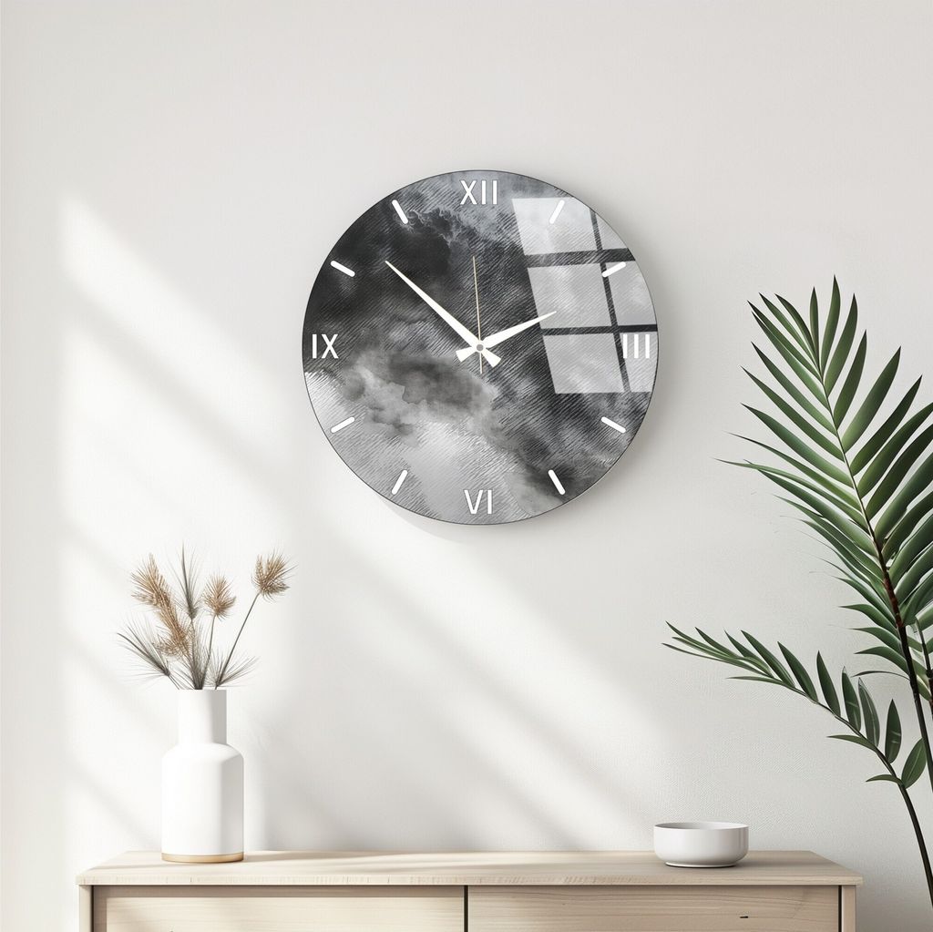 Opviq , Huhu349 - 40 x 40, Dekorative Glaswanduhr, Mehrfarbig, 100 % GLAS, 40 x 40 cm