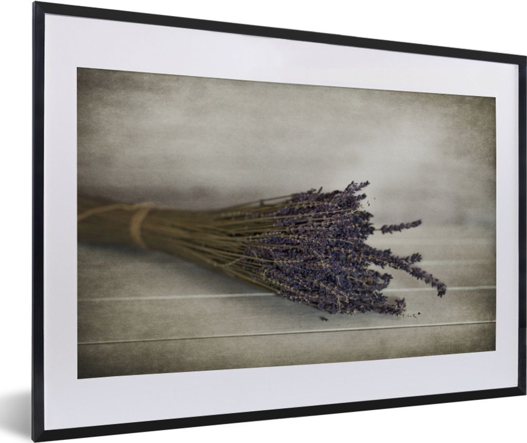 MuchoWow MuchoWow Gerahmtes Poster Blumenstrauß aus getrocknetem Lavendel 60x40 cm - Poster mit zchwarzem Bilderrahmen - Schlafzimmer - Plakat...
