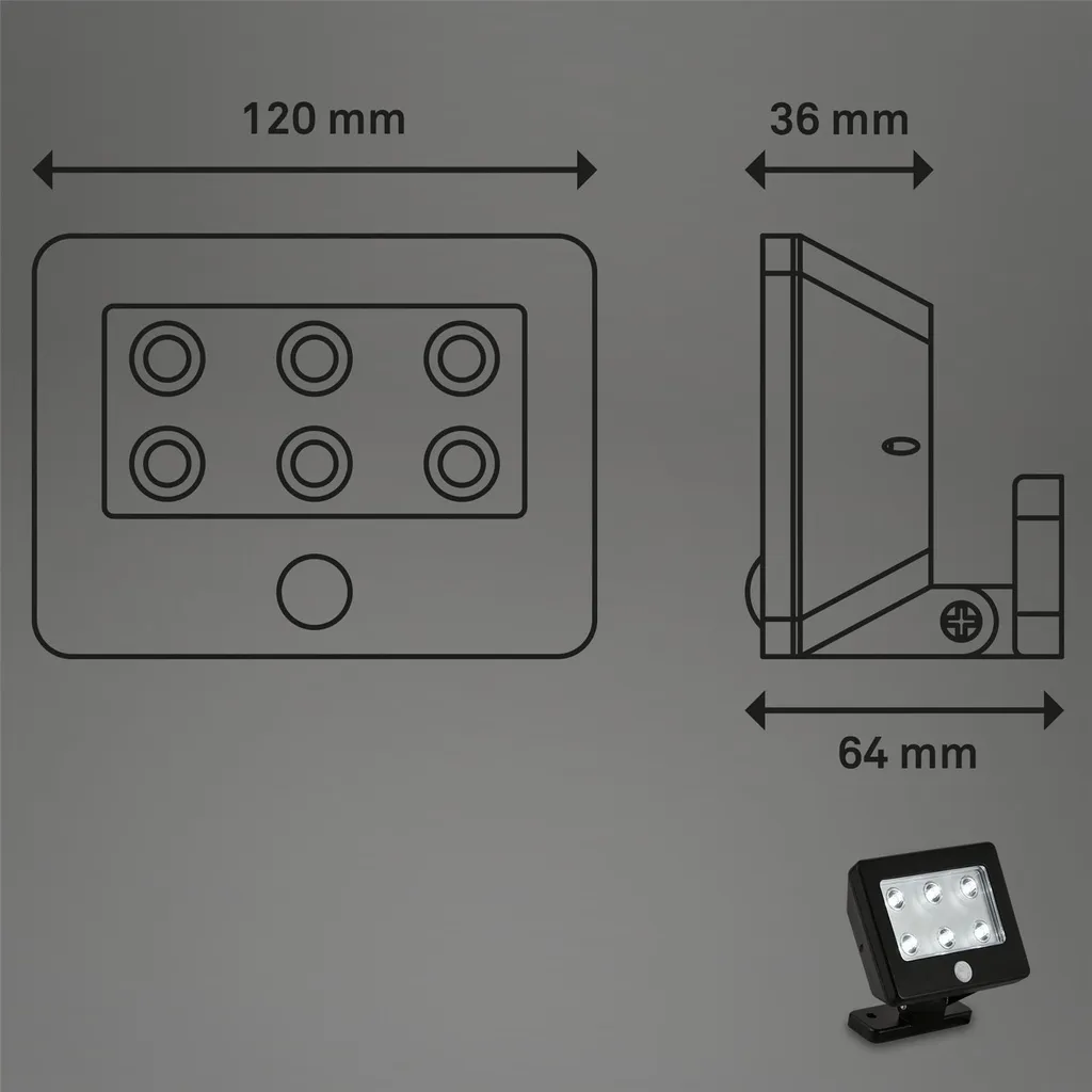 Luce LED Esterno Briloner Nera con Sensore Movimento IP54 - 5