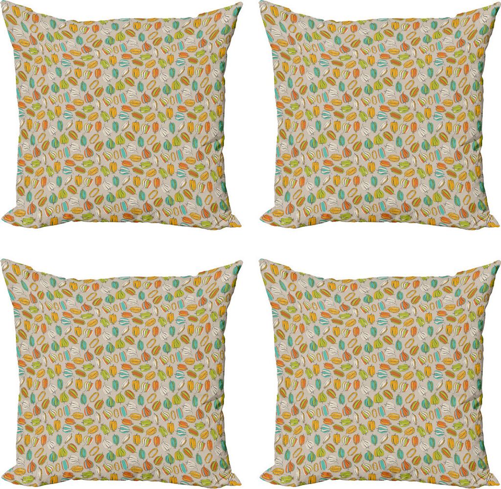 ABAKUHAUS Kakao Kissenbezug Set (4 Stück), Tropische und bunte Pflanzen, Moderner Doppelseitiger Digitaldruck, 40 cm x 40 cm, Mehrfarbig